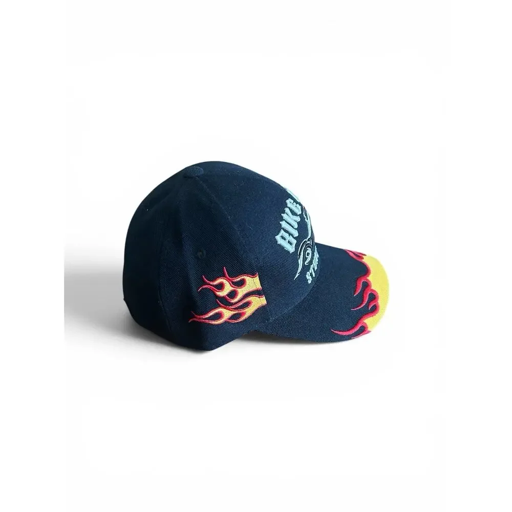 Mens Sturgis Bike Week Baseball Cap with Flame Detail Black and Orange